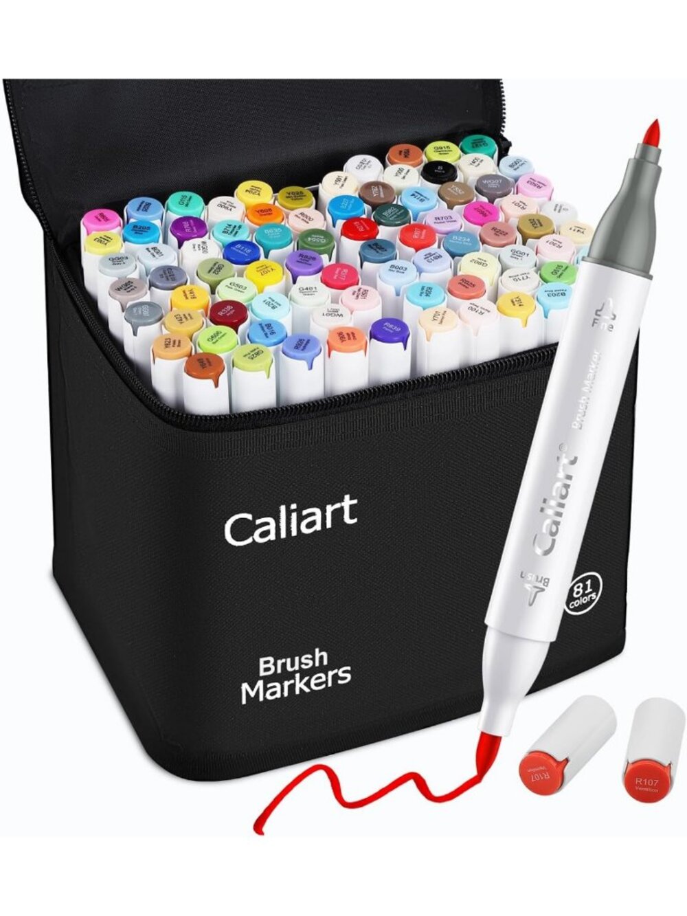 81 Colors Dual Tip Alcohol Markers Set - Brush & Fine Point for Art & Crafting